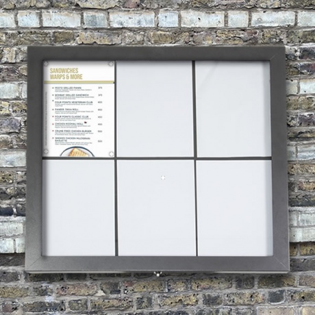 6 x A4 Outdoor Coated Steel Menu Display Case